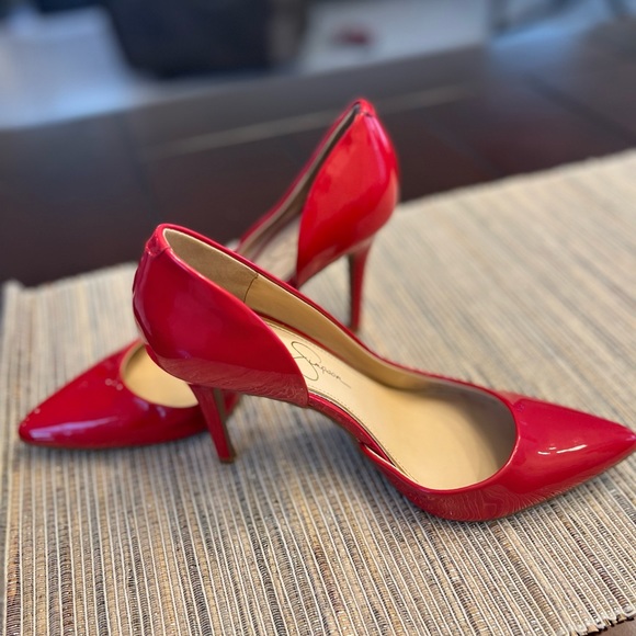 Jessica Simpson - size 7; high heeled; Red Shoes - Picture 1 of 9